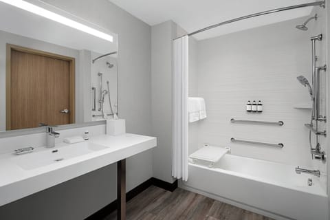 Room, 2 Queen Beds | Bathroom | Shower, hydromassage showerhead, designer toiletries, hair dryer