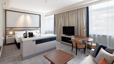 Premium Room, 1 King Bed, City View (High Floor) | Minibar, in-room safe, desk, laptop workspace