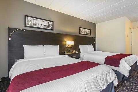 Standard Room, 2 Queen Beds | Bathroom | Hair dryer, towels