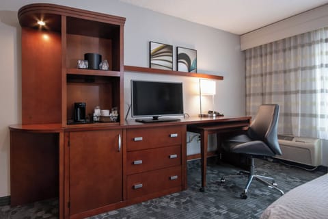 In-room safe, desk, laptop workspace, blackout drapes