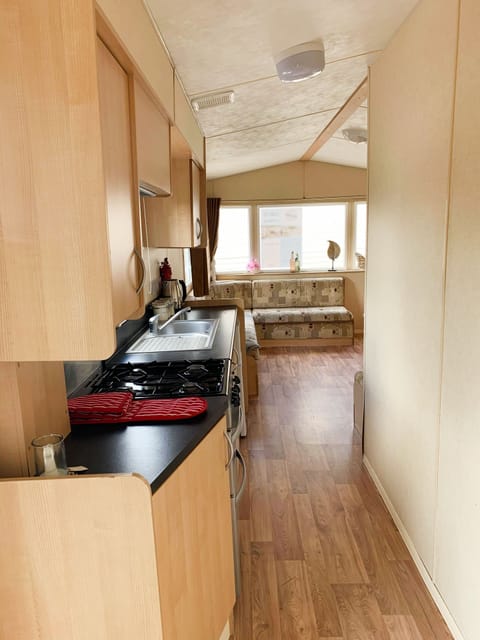 Cabin | Private kitchen | Fridge, microwave, oven, stovetop