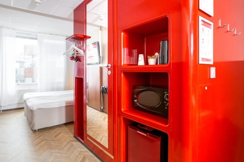 Fridge, microwave, electric kettle