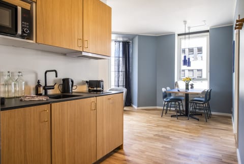 1 bedroom swanky apartment | Private kitchen | Fridge, microwave, stovetop, dishwasher