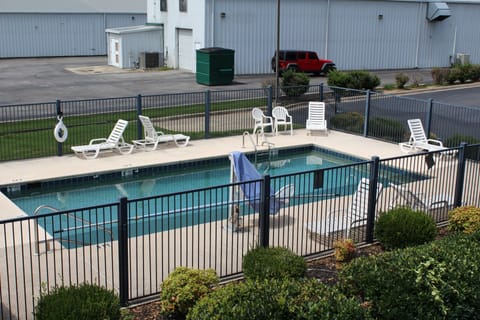 Seasonal outdoor pool, sun loungers