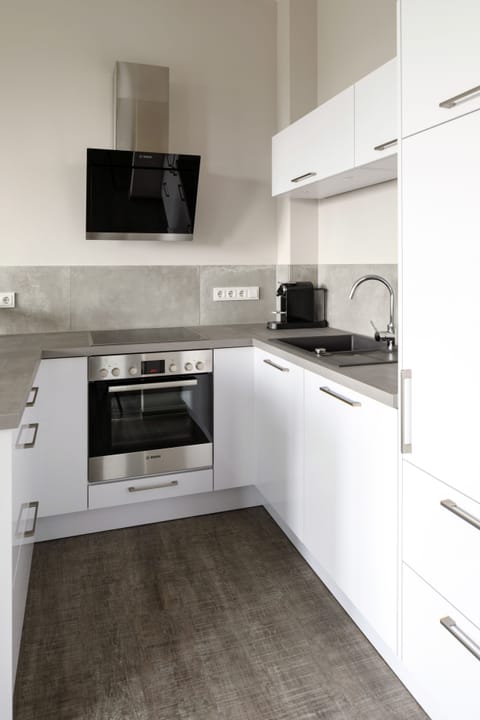 Premium Apartment | Private kitchen | Oven, stovetop, dishwasher, electric kettle