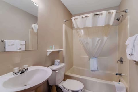 Combined shower/tub, free toiletries, hair dryer, bidet