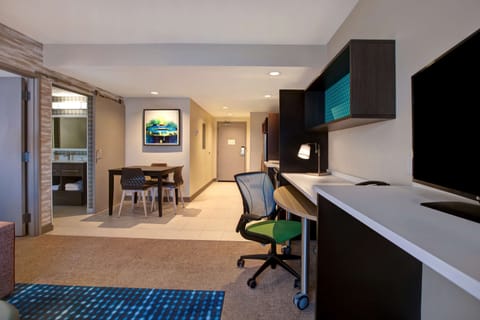 Suite, 1 Bedroom, Non Smoking | Desk, laptop workspace, blackout drapes, iron/ironing board