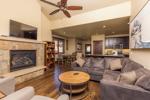 Villa (3 Bedrooms) | Living area | TV, fireplace, books