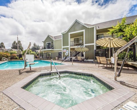 Seasonal outdoor pool, sun loungers