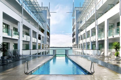 Outdoor pool, sun loungers