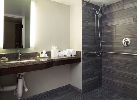 Suite, 1 King Bed, Accessible (Mobility & Hearing, Roll-in Shower) | Bathroom shower