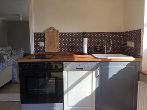 Apartment, 2 Bedrooms | Private kitchen | Stovetop, dishwasher, electric kettle, highchair