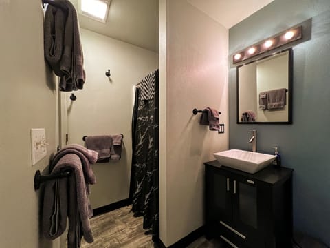 Cabin 1 | Bathroom | Shower, free toiletries, hair dryer, towels