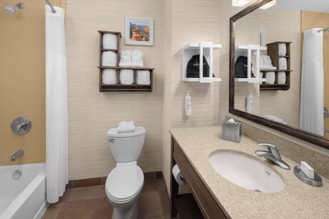 Standard Room, 2 Queen Beds | Bathroom | Hair dryer, towels