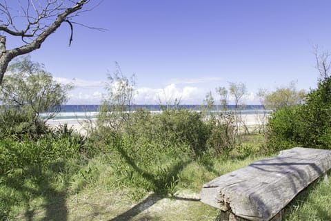 On the beach, white sand