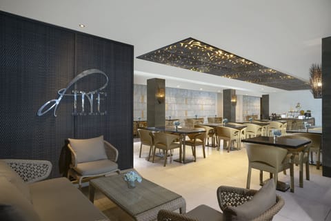 Breakfast, lunch, dinner served; international cuisine, pool views