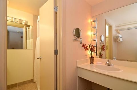 Standard Room, 2 Queen Beds | Bathroom | Hair dryer, towels