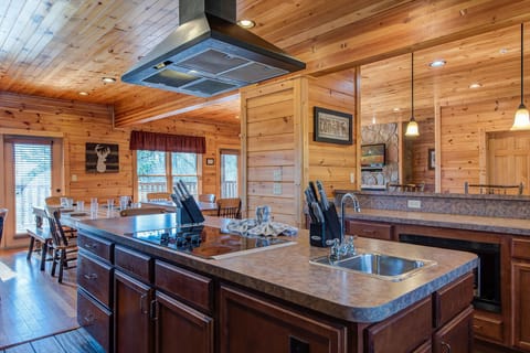 Cabin (Mountain View Lodge) | Private kitchen | Fridge, microwave, oven, stovetop