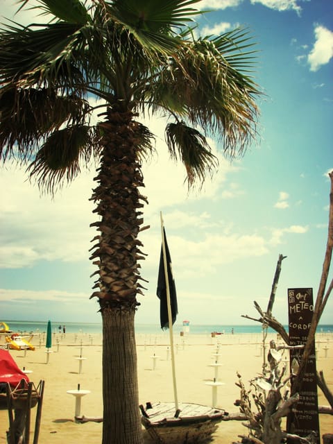 Beach nearby, white sand, sun loungers, beach umbrellas