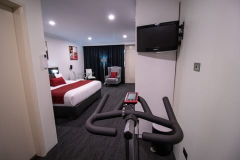 Luxury King + In Room Exercise Equipment | Desk, laptop workspace, iron/ironing board, free WiFi