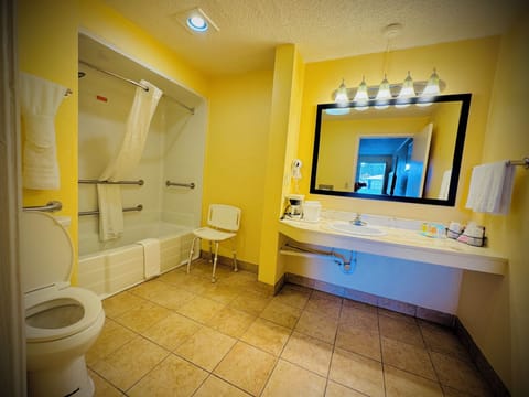 Traditional Single Room, 1 Queen Bed, Accessible, Non Smoking | Bathroom | Combined shower/tub, hair dryer, towels