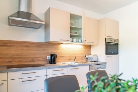 Comfort Apartment, Terrace | Private kitchen | Fridge, microwave, oven, stovetop