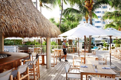 On the beach, sun loungers, beach umbrellas, beach towels