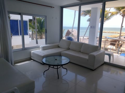 Apartment, 2 Bedrooms, Beach View | Living room | 32-inch flat-screen TV with cable channels, TV