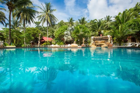 Outdoor pool, sun loungers