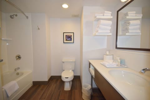 Suite, 1 King Bed, Non Smoking | Bathroom | Eco-friendly toiletries, hair dryer, towels