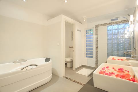 Luxury Suite | Bathroom | Eco-friendly toiletries, hair dryer, towels, shampoo