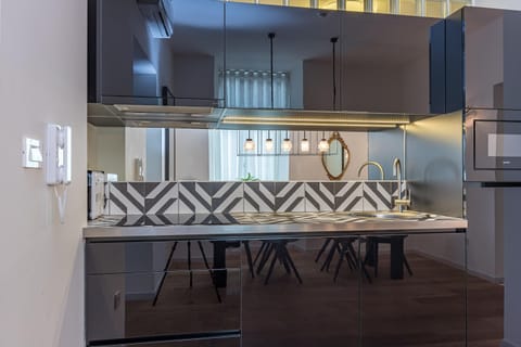 Luxury Apartment, 1 Bedroom (Tromostovje I In Heart of Ljubljana) | Private kitchen | Fridge, microwave, oven, stovetop