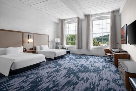 Room, 2 Queen Beds (View) | Down comforters, desk, laptop workspace, blackout drapes