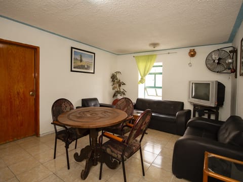 32-inch flat-screen TV with cable channels, TV