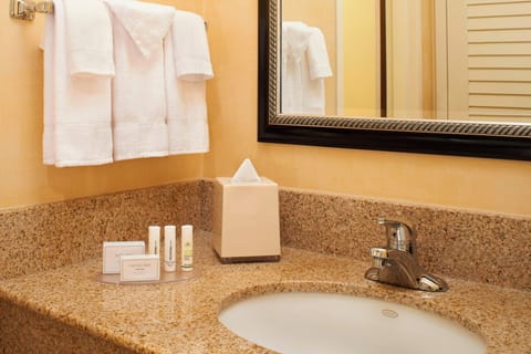 Combined shower/tub, eco-friendly toiletries, hair dryer, towels