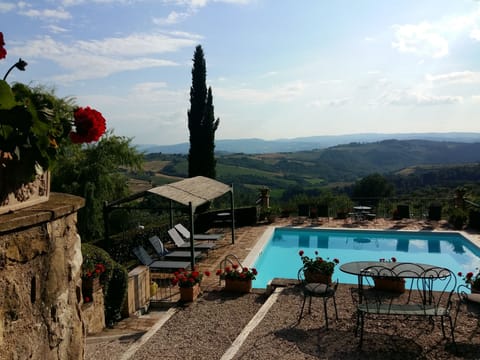 Outdoor pool, a rooftop pool, sun loungers