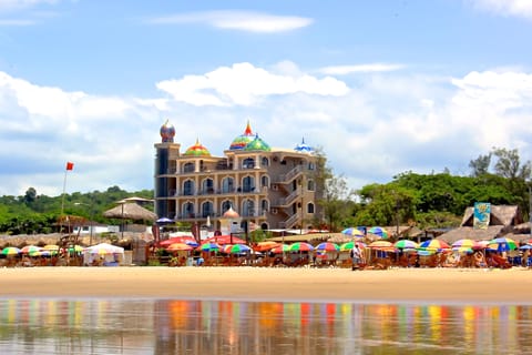 On the beach, beach towels, beach bar