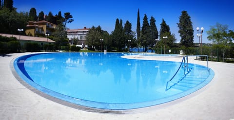 Indoor pool, outdoor pool, sun loungers