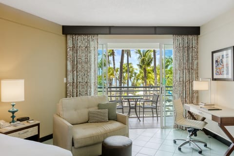 Balcony Pool View Room with 2 Double Beds | Premium bedding, in-room safe, laptop workspace, soundproofing