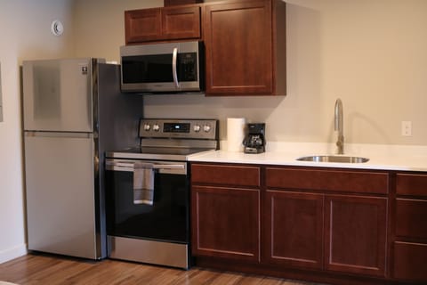 Microwave, freezer, ice maker