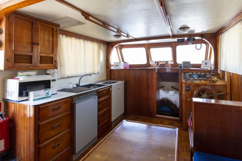 Mobile Home, 2 Bedrooms (Classic Wooden Boat - Mathilda) | Private kitchen | Cookware/dishes/utensils