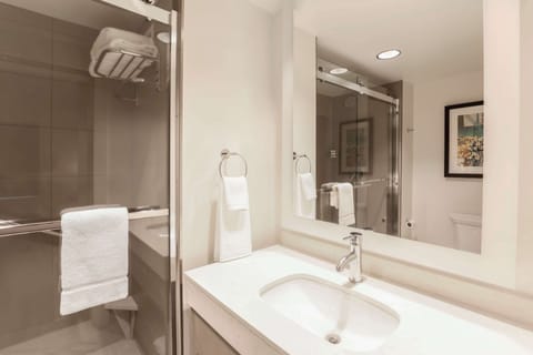 Room, 1 King Bed (Den) | Bathroom | Free toiletries, hair dryer, towels, soap