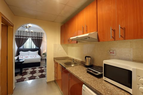 Deluxe Studio, 1 Queen Bed, Smoking, City View | Private kitchen | Fridge, microwave, stovetop, electric kettle