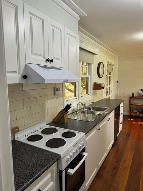 Deluxe Villa | Private kitchen | Full-size fridge, microwave, oven, stovetop