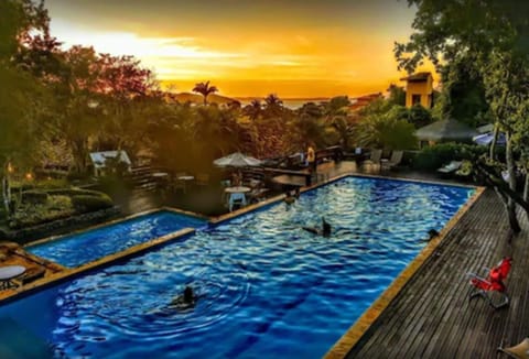 Outdoor pool, sun loungers