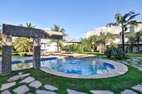 Outdoor pool, sun loungers