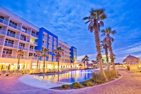 Indoor pool, outdoor pool, pool umbrellas, sun loungers