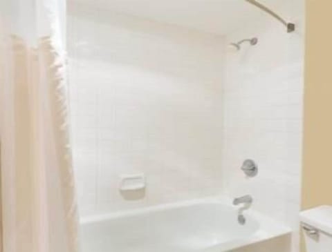 Combined shower/tub, free toiletries, hair dryer, towels