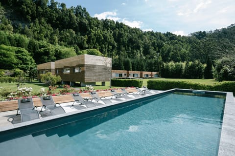 Outdoor pool, sun loungers