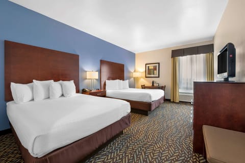 Standard Room, 2 Queen Beds, Non Smoking, Refrigerator & Microwave | Iron/ironing board, free WiFi, bed sheets